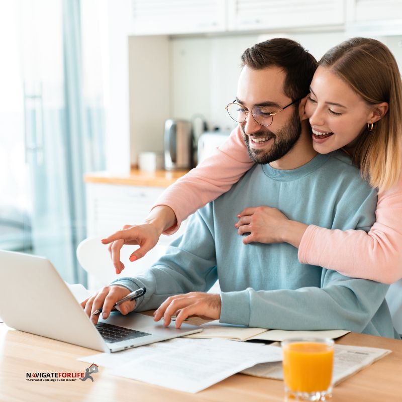 Couple working in front of computer